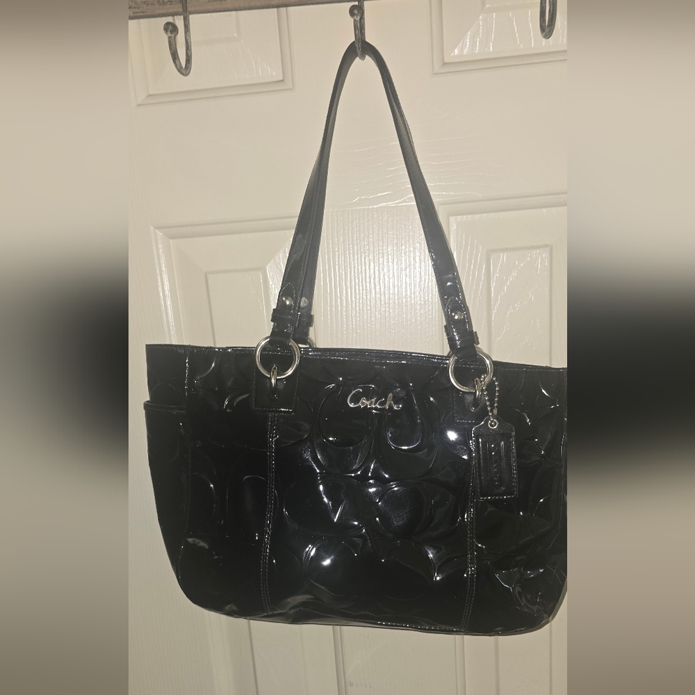 Coach Black Shoulder Bag with Glossy Finish